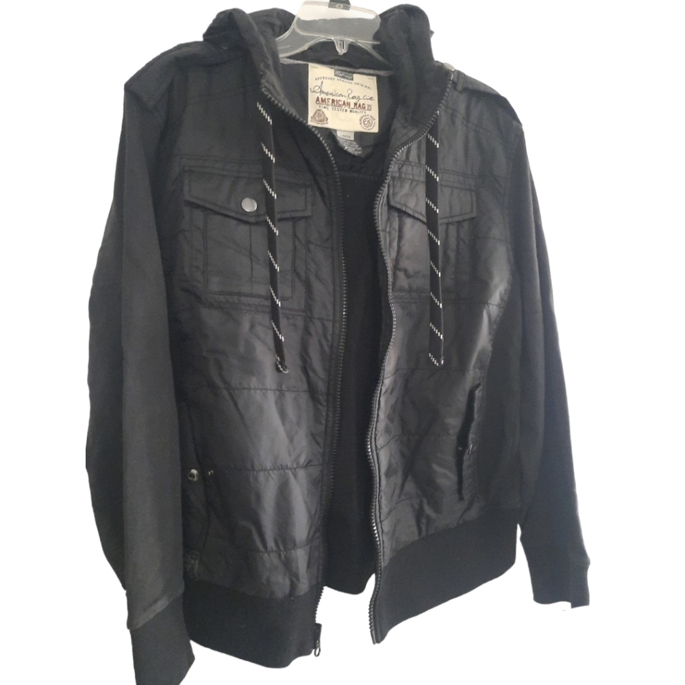 American Rag hooded jacket with nylon accents size large